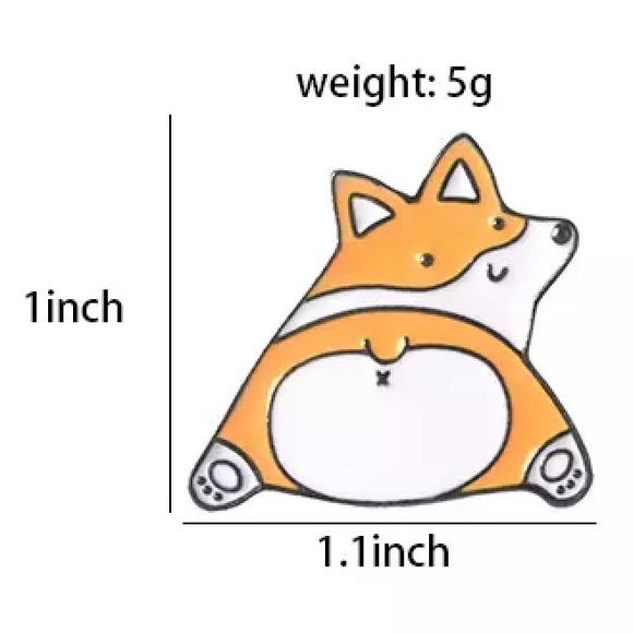 4/$20 Orange Corgi Dog Butt Laying Down Enamel Pin - Picture 2 of 2